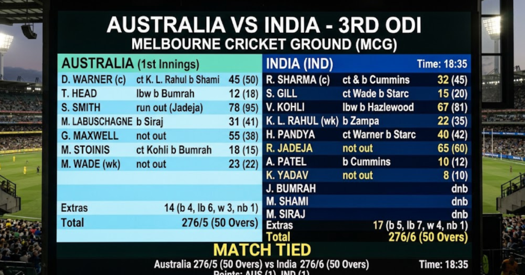 Australian Men’s Cricket Team vs India National Cricket Team Match Scorecard: A Complete Guide